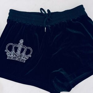 Juicy Black Velvet Women's Shorts with Crown Design